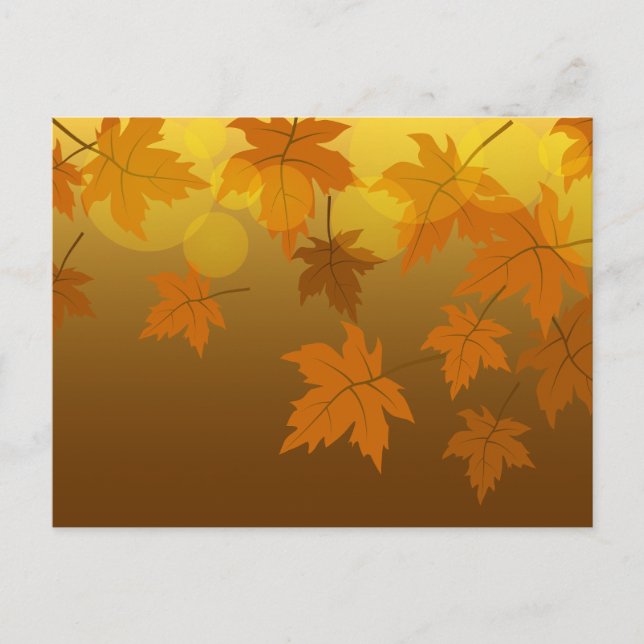 Autumn pattern with falling maple leaves and bokeh postcard (Front)