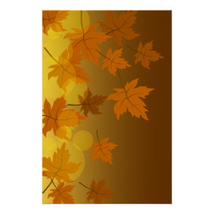 Autumn pattern with falling maple leaves and bokeh poster