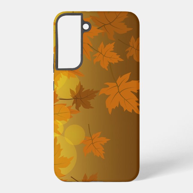 Autumn pattern with falling maple leaves and bokeh samsung galaxy s22+ case (Back)