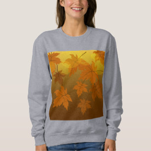 Autumn pattern with falling maple leaves and bokeh sweatshirt