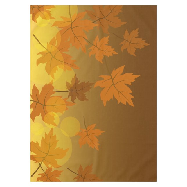 Autumn pattern with falling maple leaves and bokeh tablecloth (Front)