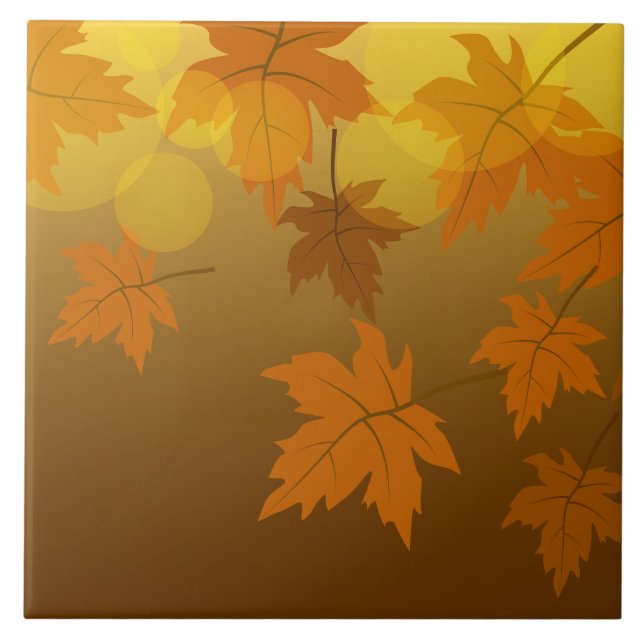 Autumn pattern with falling maple leaves and bokeh tile (Front)
