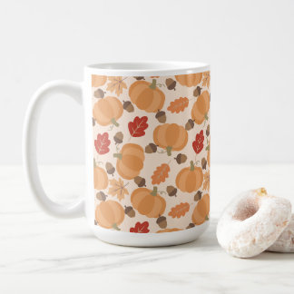 Autumn Pattern With Pumpkins, Acorns and Leaves Coffee Mug