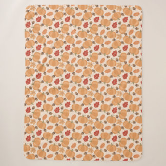 Autumn Pattern With Pumpkins, Acorns and Leaves Sherpa Blanket