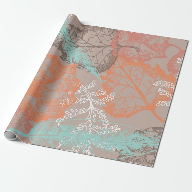 Autumn pattern wrapping paper (Unrolled)