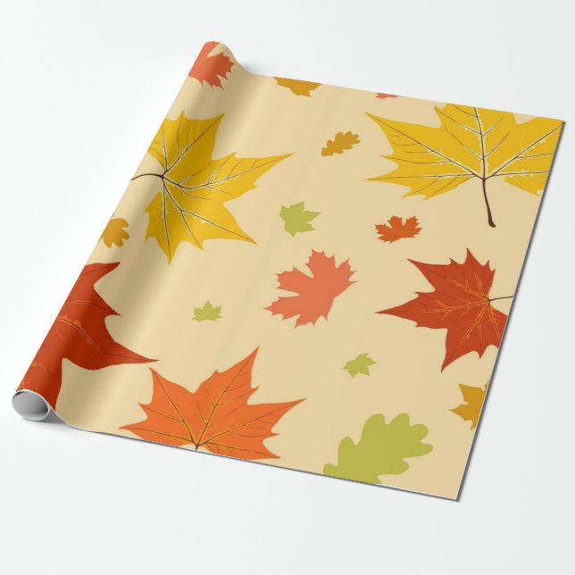 Autumn pattern wrapping paper (Unrolled)