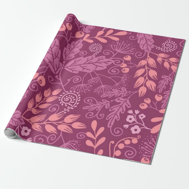 Autumn pattern wrapping paper (Unrolled)