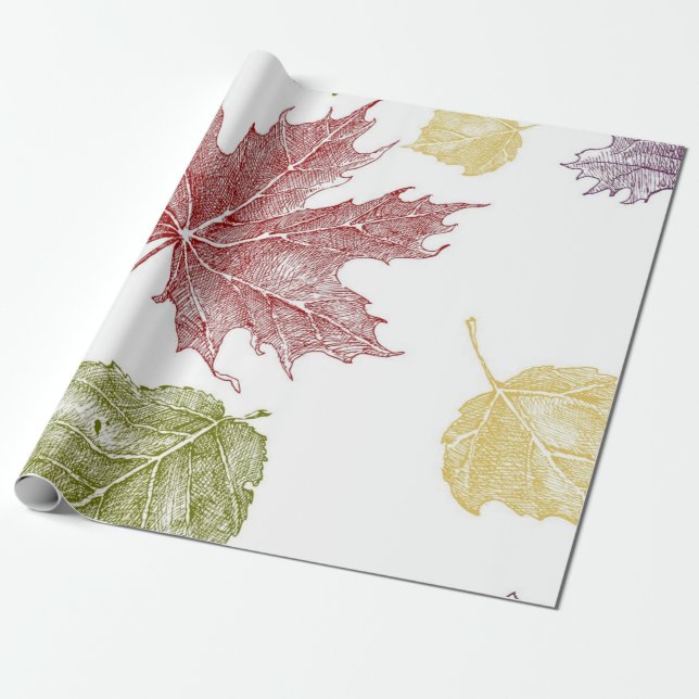 Autumn pattern wrapping paper (Unrolled)