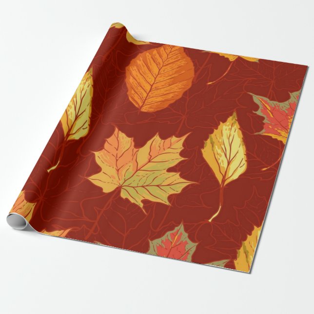Autumn pattern wrapping paper (Unrolled)