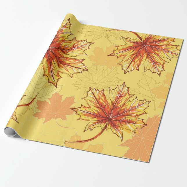 Autumn pattern wrapping paper (Unrolled)