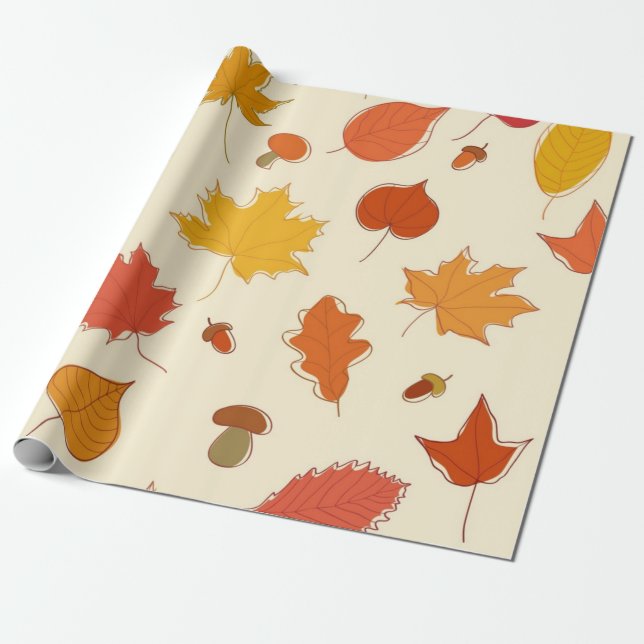 Autumn pattern wrapping paper (Unrolled)