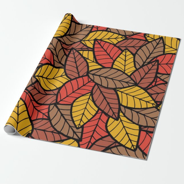 Autumn pattern wrapping paper (Unrolled)