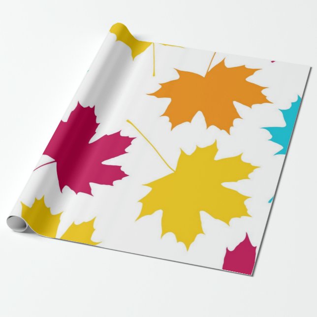 Autumn pattern wrapping paper (Unrolled)