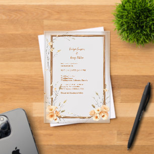 Autumn Peach Floral Watercolor Frame Acrylic Invitations