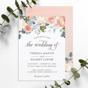 Autumn Peach Floral Wedding Invitation