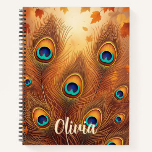 Autumn Peacock Feather Fall Notebook