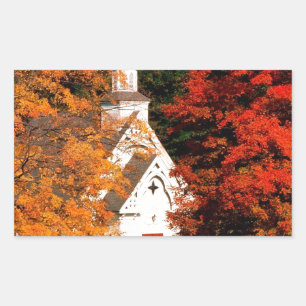 Autumn Peaking Colour Vermont Rectangular Sticker