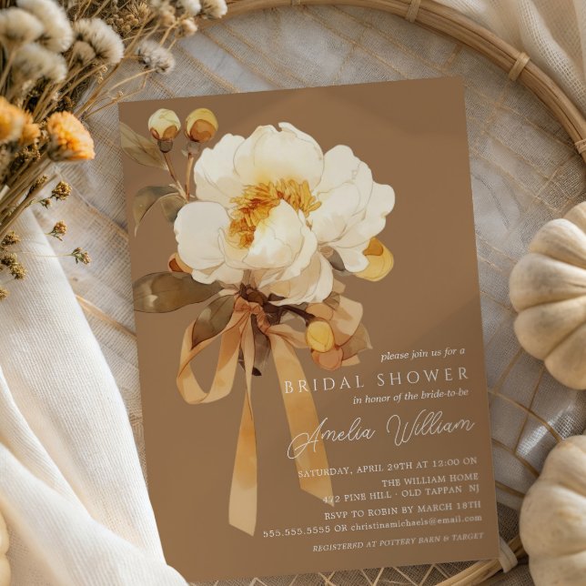 Autumn Peony Floral Bridal Shower  Invitation (Creator Uploaded)