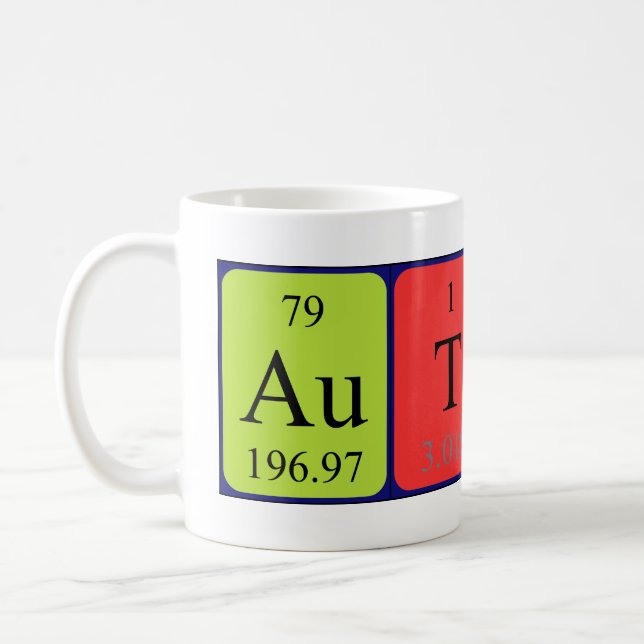 Autumn periodic table name mug (Left)