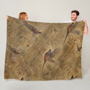 Autumn Pheasant Flight Fleece Blanket