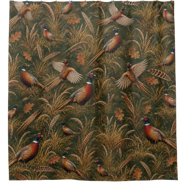 Autumn Pheasant Heritage Shower Curtain (Front)