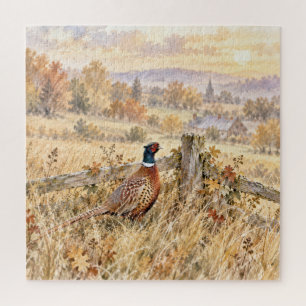 Autumn Pheasant in Country Field Jigsaw Puzzle