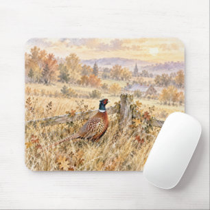 Autumn Pheasant in Country Field Mouse Mat