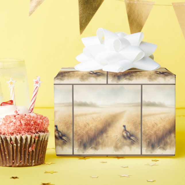 Autumn Pheasant in Wheat Field Wrapping Paper (Birthday Party)