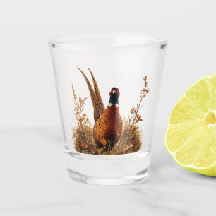 Autumn Pheasant Oil Painting Shot Glass