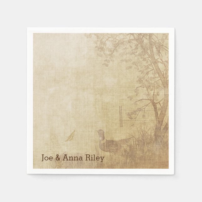 Autumn pheasant scene napkin (Front)