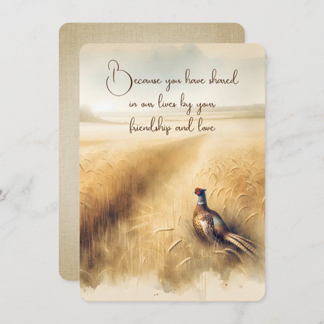 Autumn Pheasant Wedding Vow Renewal Invitation (Front/Back)