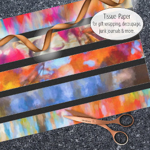 Autumn photographic art in colourful stripes tissu tissue paper