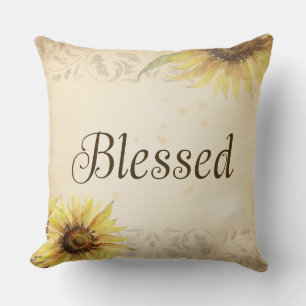 Autumn Pillow- Blessed- Square Throw Pillow