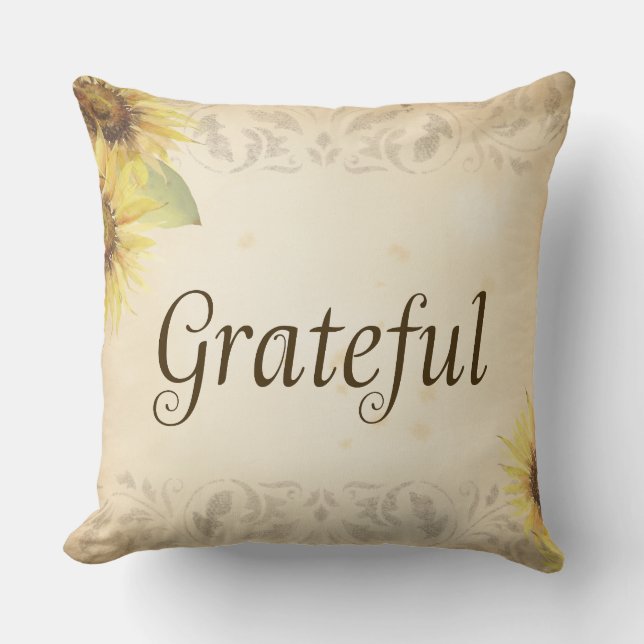 Autumn Pillow- Grateful- Square Throw Pillow (Front)