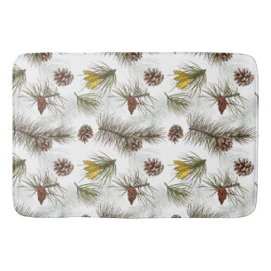 Autumn Pine Cones Bath Mat