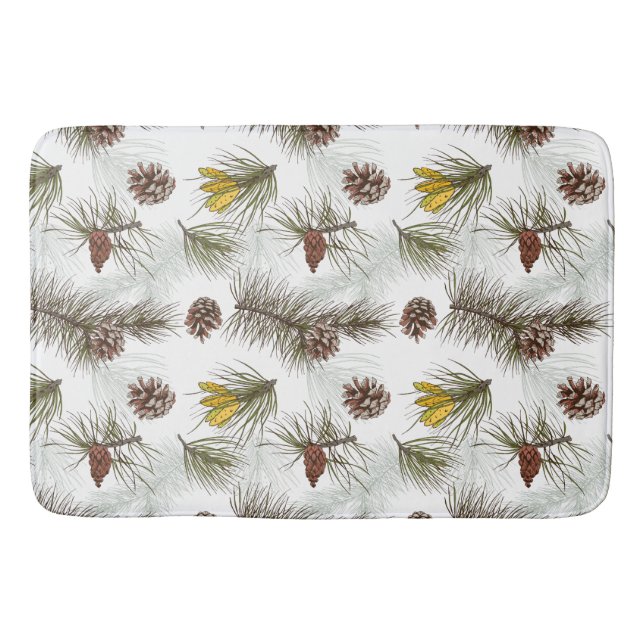 Autumn Pine Cones Bath Mat (Front)