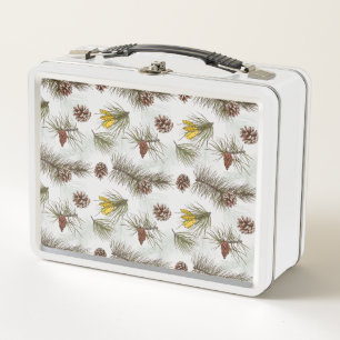 Autumn Pine Cones Metal Lunch Box
