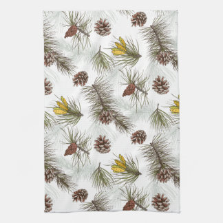 Autumn Pine Cones Tea Towel