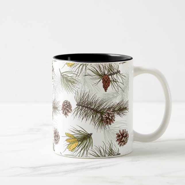 Autumn Pine Cones Two-Tone Coffee Mug (Right)
