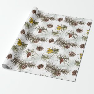 Autumn Pine Cones Wrapping Paper