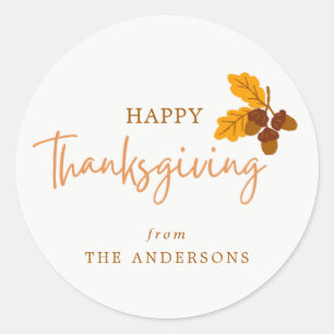 Autumn Pinecones Happy Thanksgiving Gift Classic Round Sticker