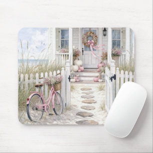 Autumn Pink and White Pumpkins on Cottage Porch Mouse Mat