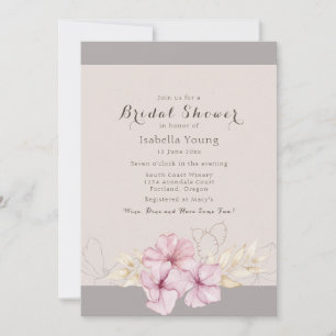 Autumn Pink Blossom Bridal Shower Invitation
