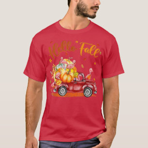 Autumn Pink Flamingo Hello Fall, Pumpkin Truck Tha T-Shirt