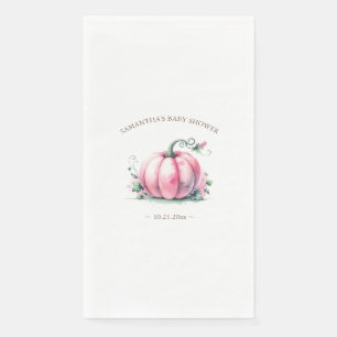 Autumn Pink Pumpkin Baby Shower Personalised Napkin