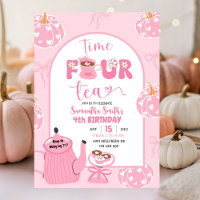  Autumn Pink Whimsical Retro Tea Girl 4th Birthday