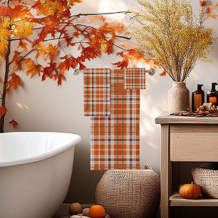 Autumn plaid bath towel set