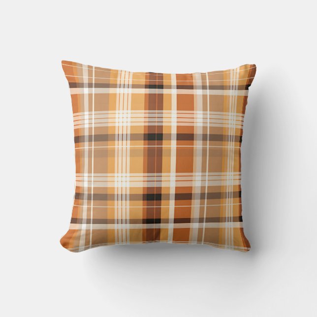 Autumn Plaid Cosy Fall Pattern Design Cushion (Front)