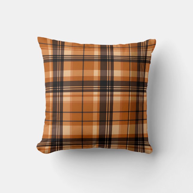 Autumn Plaid Cosy Fall Pattern Design Cushion (Front)