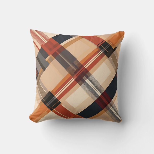 Autumn Plaid Cosy Fall Pattern Design Cushion (Front)